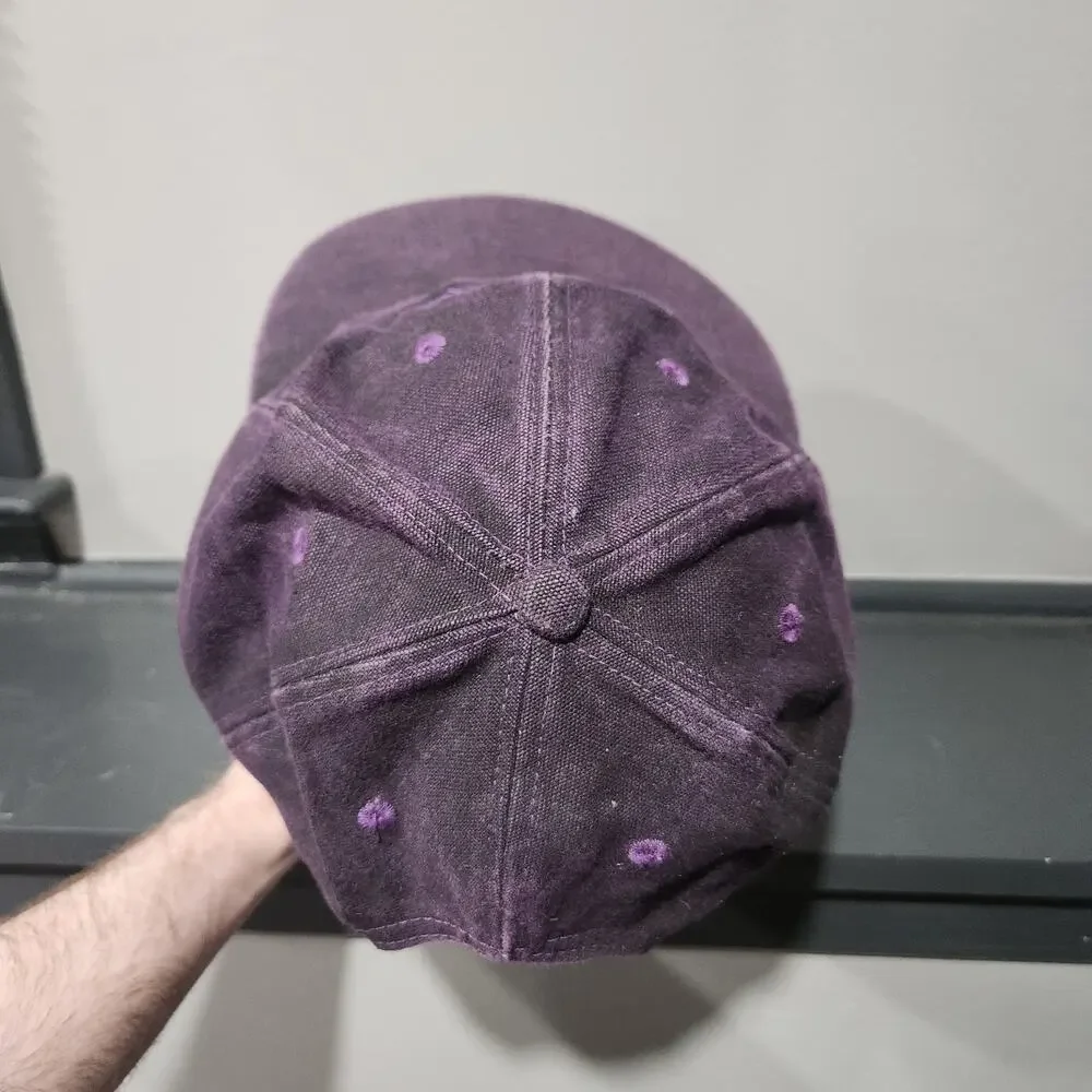 VTG 80s Adidas Trefoil‎ Purple Canvas Spellout 1980s Hat Cap OSFA One Size
